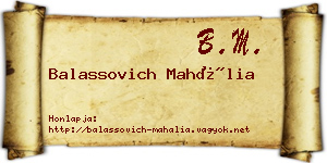 Balassovich Mahália névjegykártya